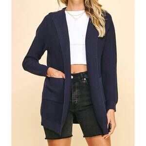 NEW PINCH open front hooded cardigan in navy